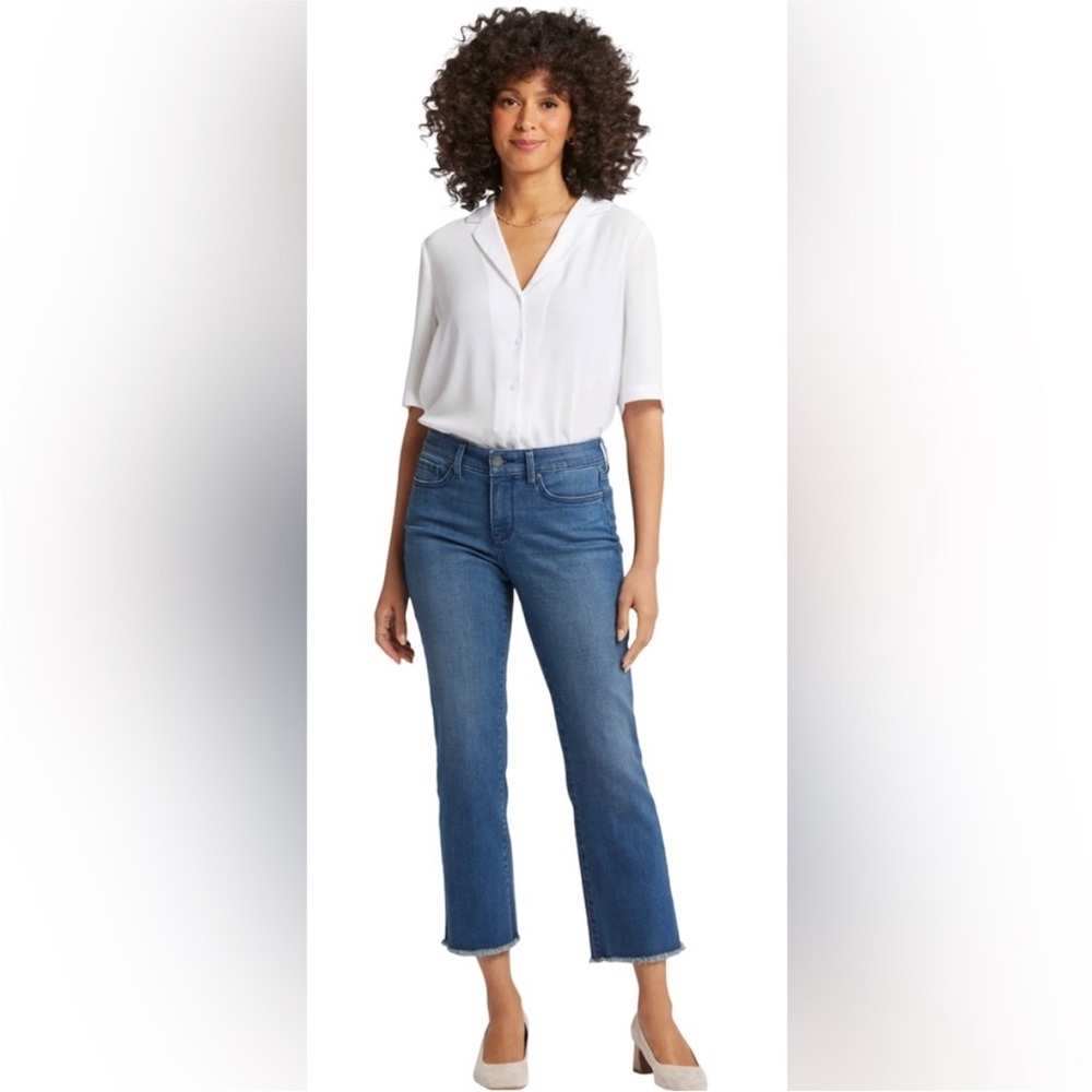 NYDJ Marilyn Straight Jeans with Frayed Hem